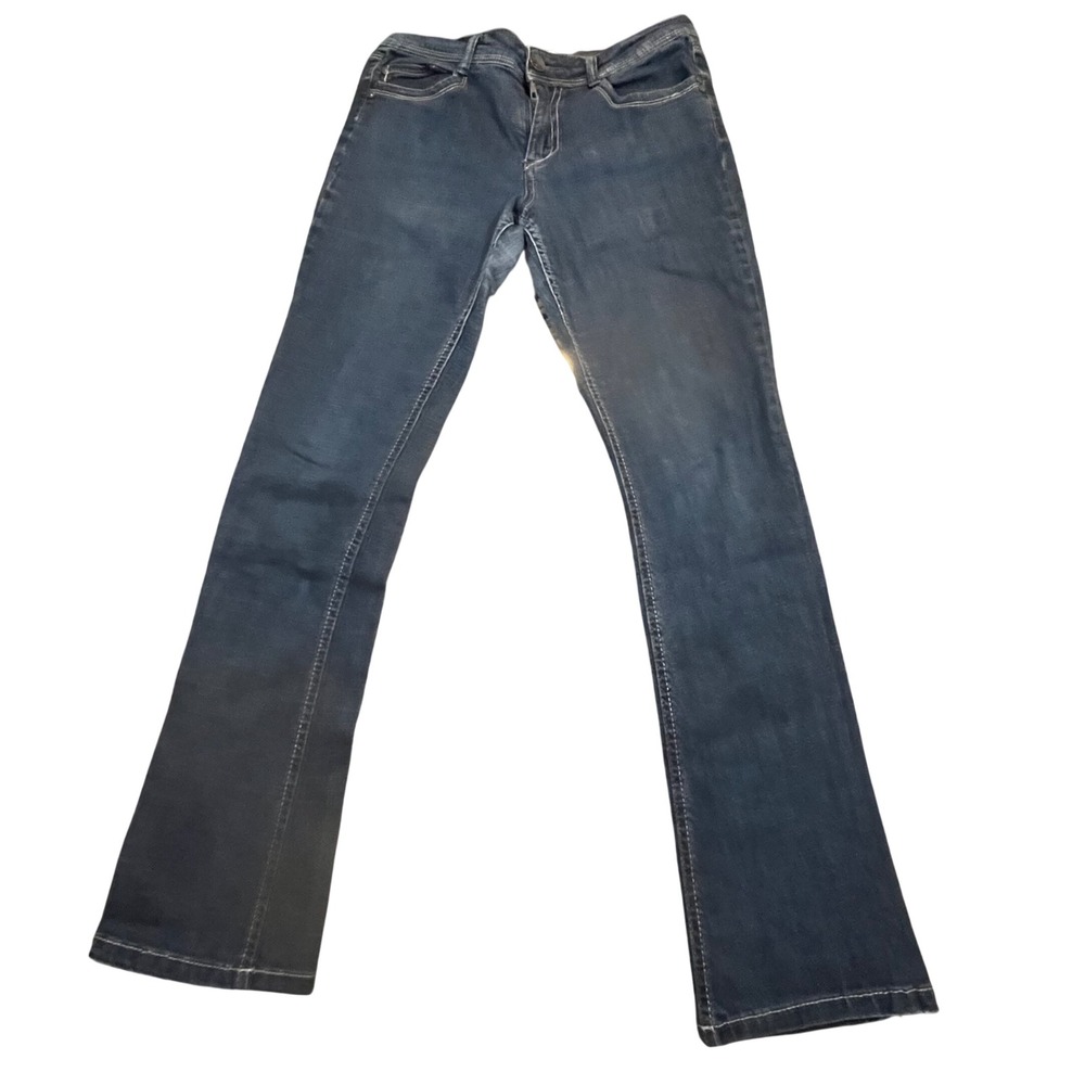 LEI Sophia Hiphugger Flare Jeans Junior Girls Size 9 Dark Wash Denim Stretch